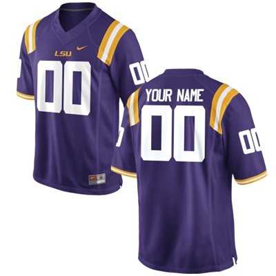 Men%27s LSU Tigers Customized Replica Football Jersey - 2015 Purple->customized ncaa jersey->Custom Jersey
